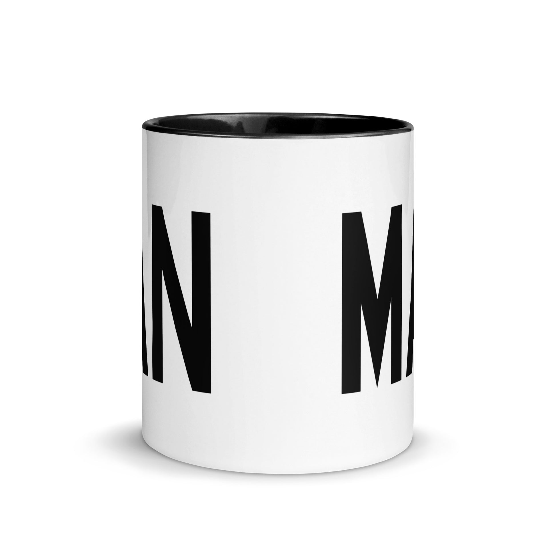 MAN Manchester Coffee Mug • Air Force Lettering in Black • YHM Designs - Image 02