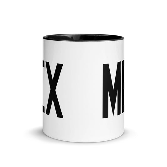 Aviation-Theme Coffee Mug - Black • MEX Mexico City • YHM Designs - Image 02