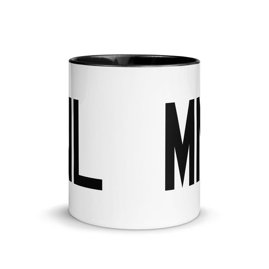 MNL Manila Coffee Mug • Air Force Lettering in Black • YHM Designs - Image 02