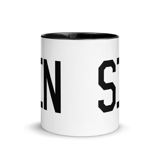 SIN Singapore Coffee Mug • Air Force Lettering in Black • YHM Designs - Image 02