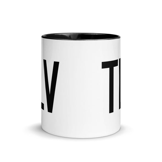 TLV Tel Aviv Coffee Mug • Air Force Lettering in Black • YHM Designs - Image 02