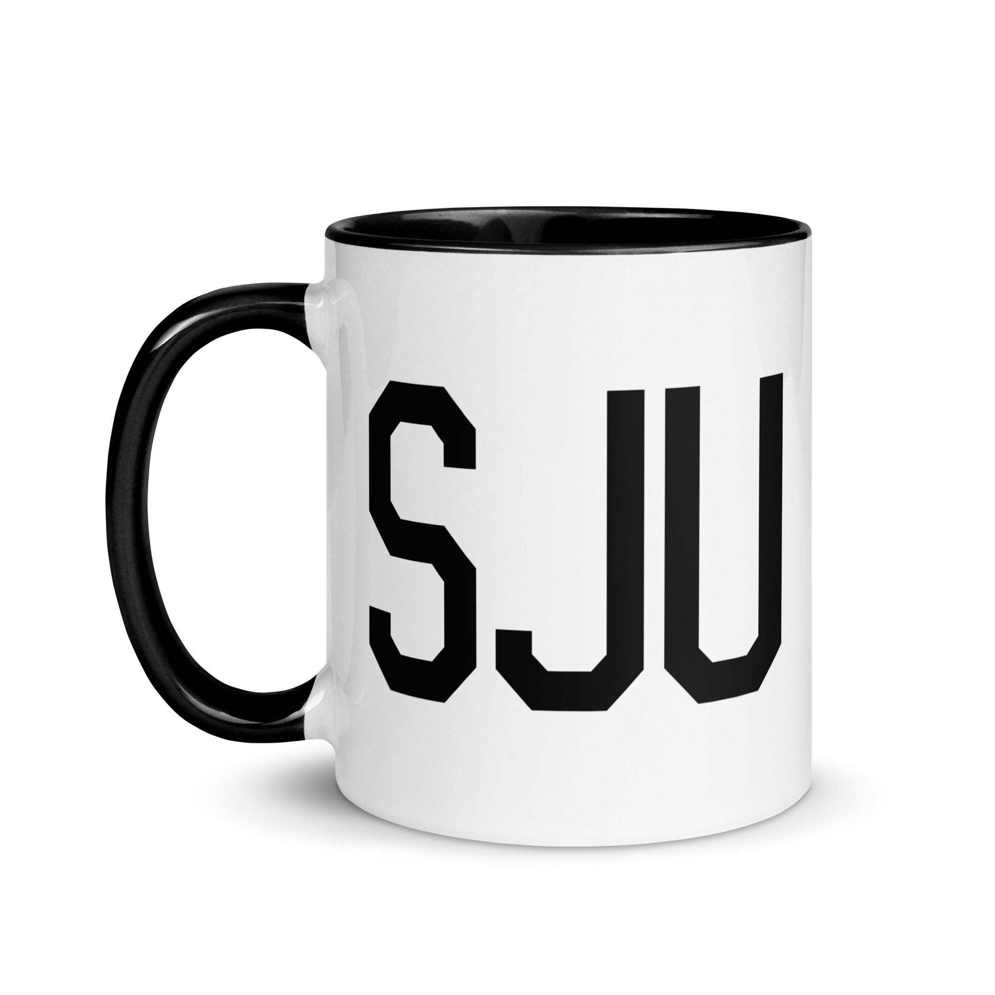 Aviation-Theme Coffee Mug - Black • SJU San Juan • YHM Designs - Image 03