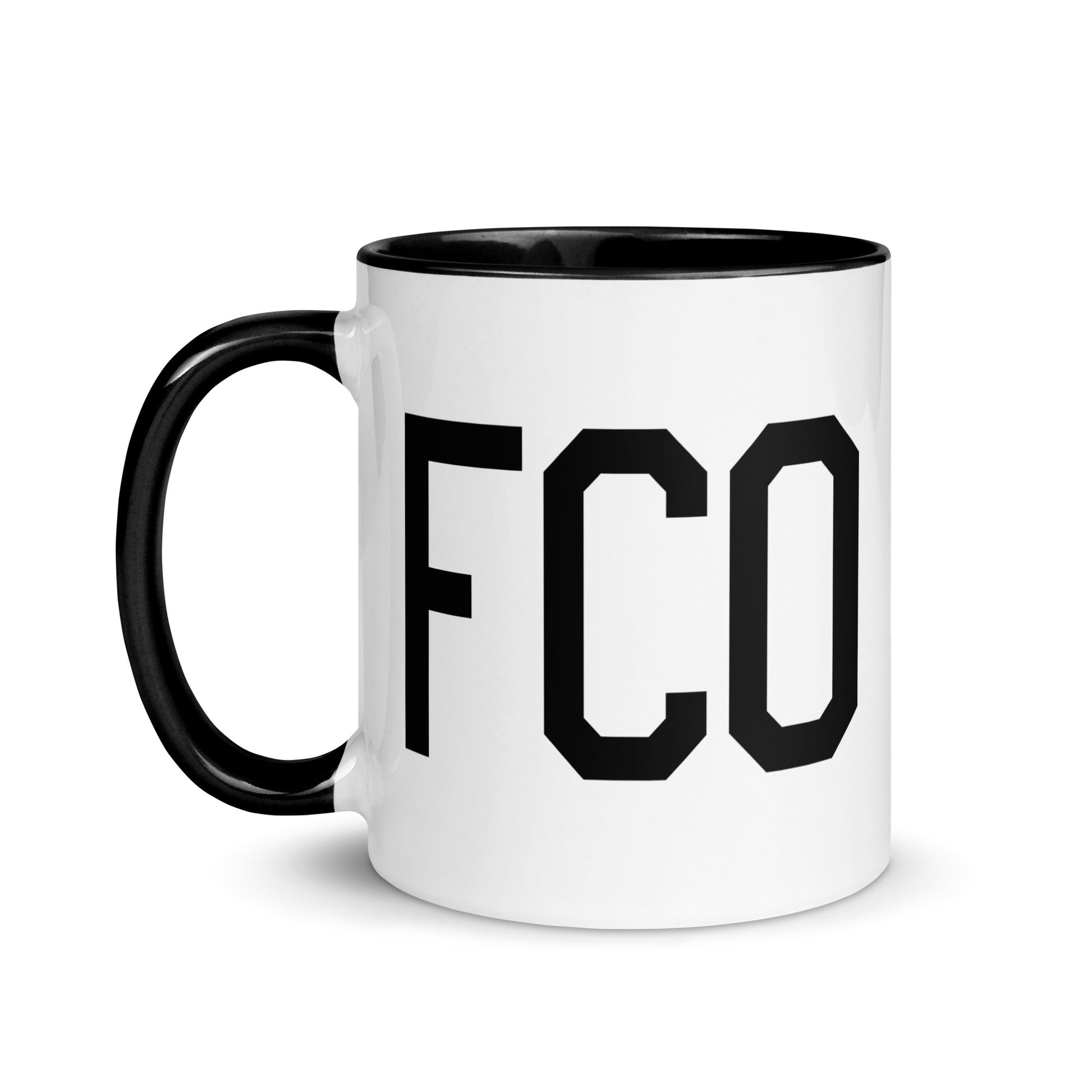 Aviation-Theme Coffee Mug - Black • FCO Rome • YHM Designs - Image 03