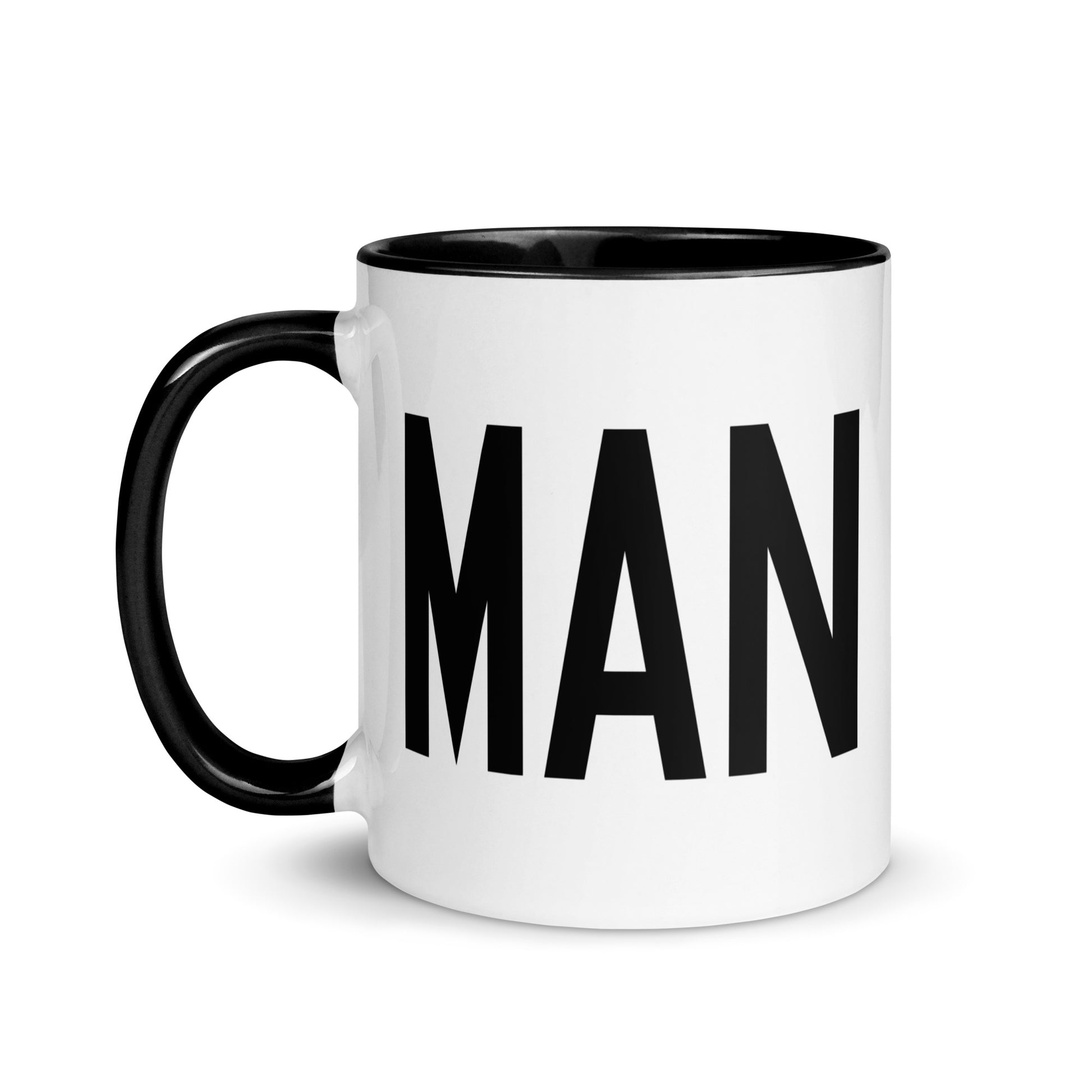 MAN Manchester Coffee Mug • Air Force Lettering in Black • YHM Designs - Image 03