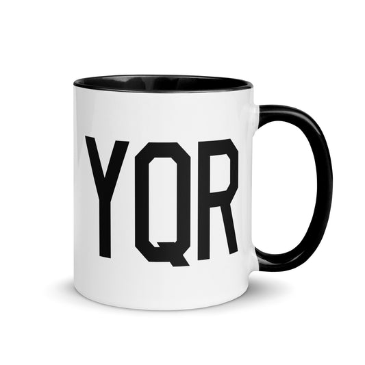 YQR Regina Coffee Mug • Air Force Lettering in Black • YHM Designs - Image 01