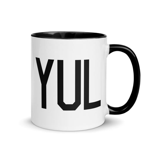 YUL Montreal Coffee Mug • Air Force Lettering in Black • YHM Designs - Image 01