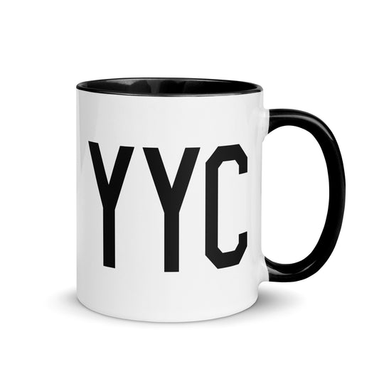 YYC Calgary Coffee Mug • Air Force Lettering in Black • YHM Designs - Image 01