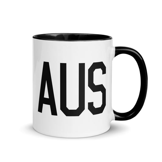 Aviation-Theme Coffee Mug - Black • AUS Austin • YHM Designs - Image 01
