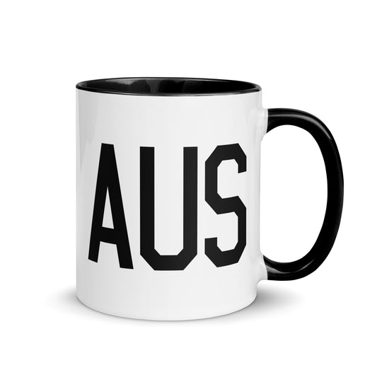 AUS Austin Coffee Mug • Air Force Lettering in Black • YHM Designs - Image 01