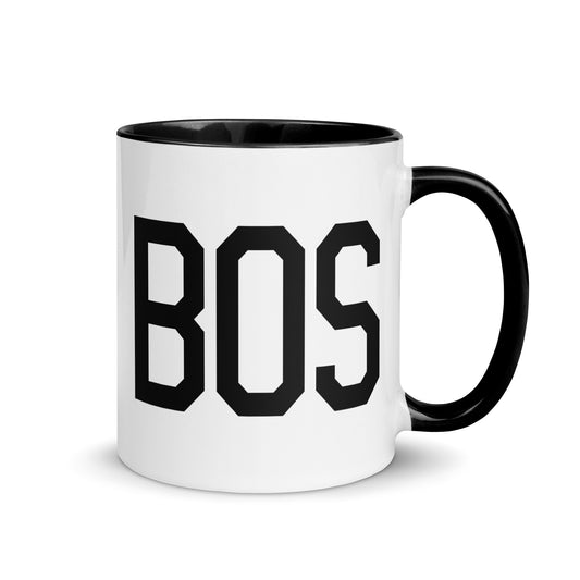 Aviation-Theme Coffee Mug - Black • BOS Boston • YHM Designs - Image 01