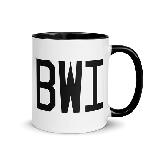 Aviation-Theme Coffee Mug - Black • BWI Baltimore • YHM Designs - Image 01
