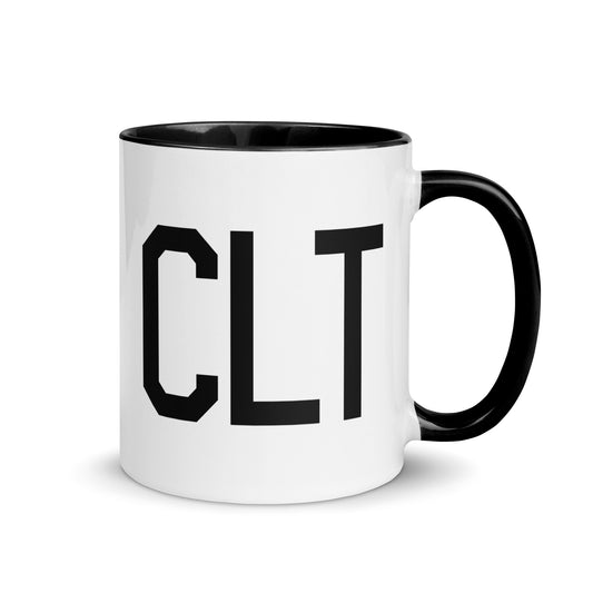 CLT Charlotte Coffee Mug • Air Force Lettering in Black • YHM Designs - Image 01