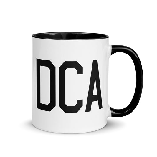Aviation-Theme Coffee Mug - Black • DCA Washington • YHM Designs - Image 01