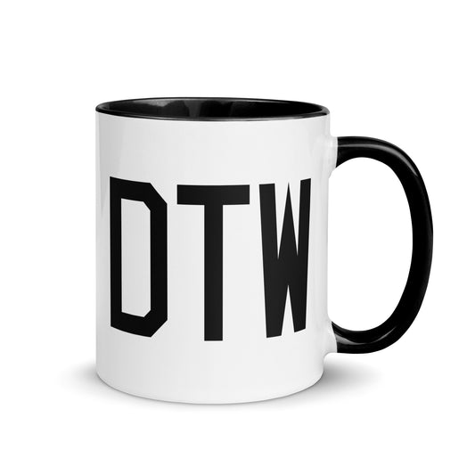 DTW Detroit Coffee Mug • Air Force Lettering in Black • YHM Designs - Image 01