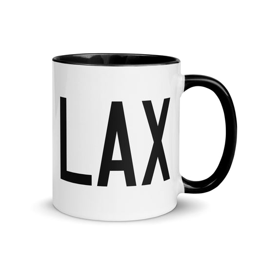 Aviation-Theme Coffee Mug - Black • LAX Los Angeles • YHM Designs - Image 01