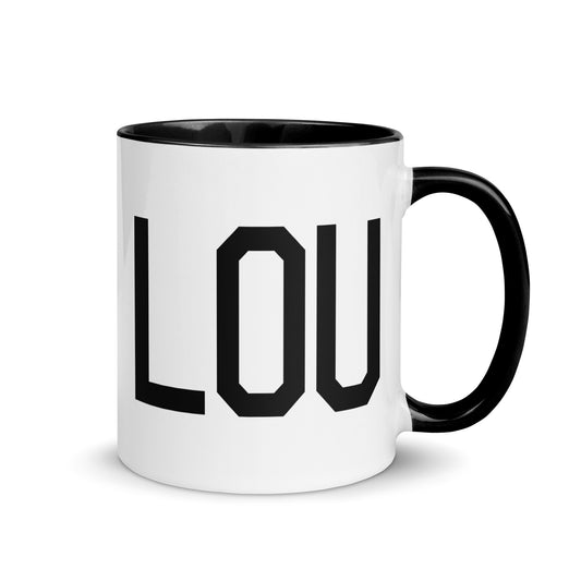 LOU Louisville Coffee Mug • Air Force Lettering in Black • YHM Designs - Image 01