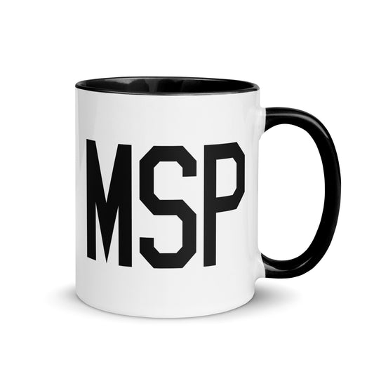 Aviation-Theme Coffee Mug - Black • MSP Minneapolis • YHM Designs - Image 01