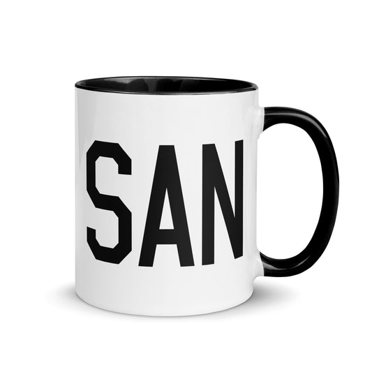 SAN San Diego Coffee Mug • Air Force Lettering in Black • YHM Designs - Image 01
