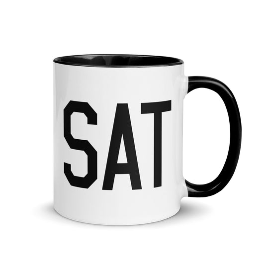 Aviation-Theme Coffee Mug - Black • SAT San Antonio • YHM Designs - Image 01