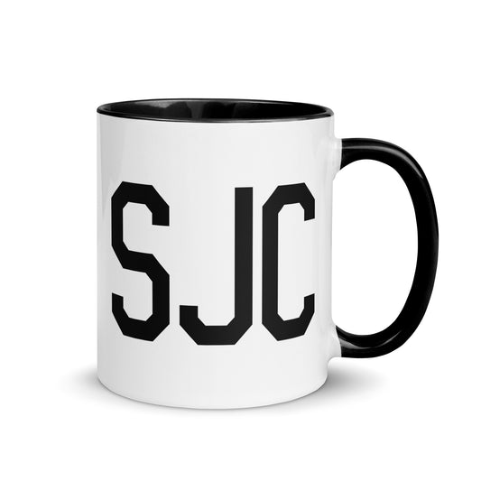 Aviation-Theme Coffee Mug - Black • SJC San Jose • YHM Designs - Image 01