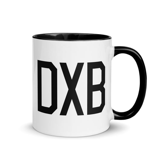 Aviation-Theme Coffee Mug - Black • DXB Dubai • YHM Designs - Image 01