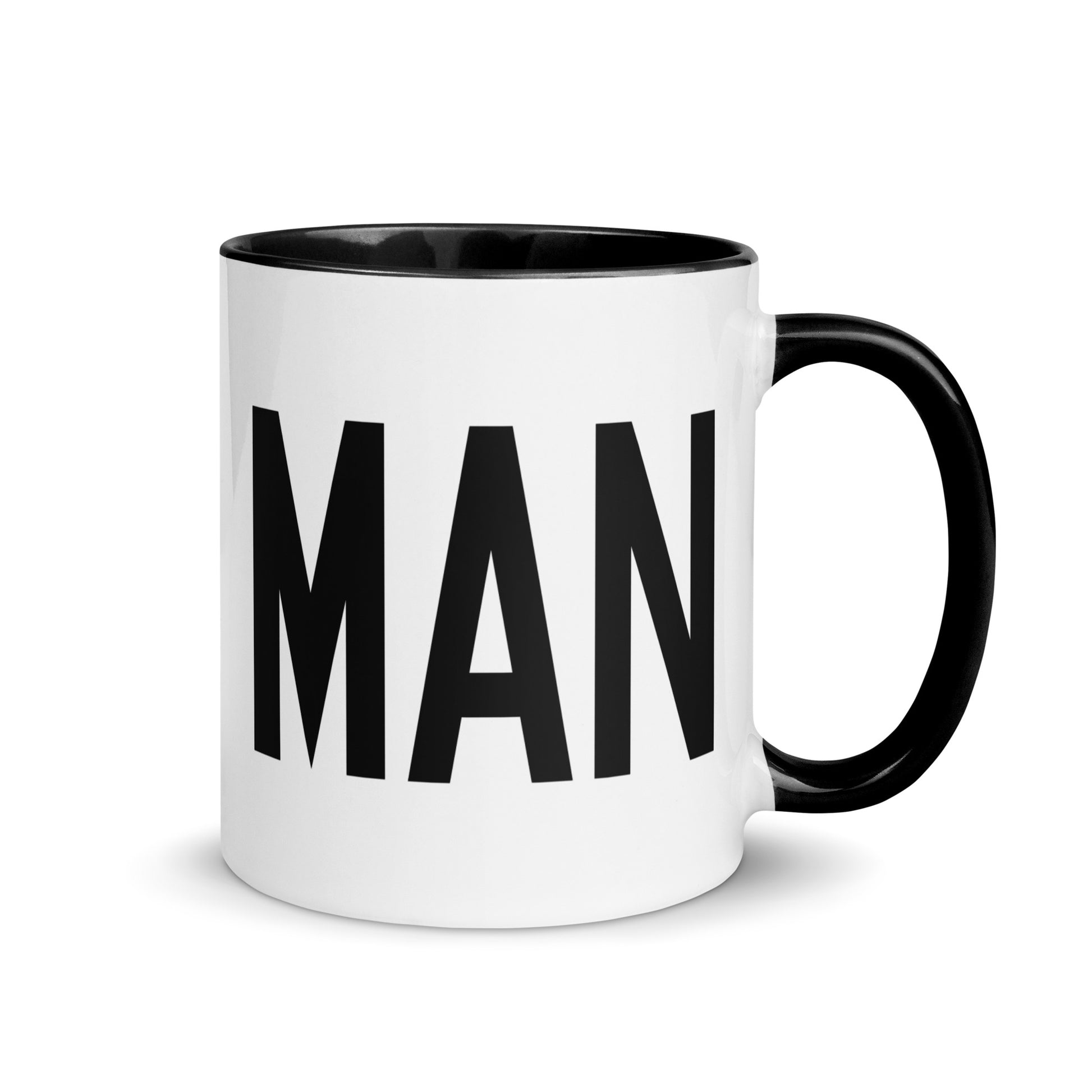 MAN Manchester Coffee Mug • Air Force Lettering in Black • YHM Designs - Image 01