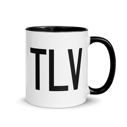 Aviation-Theme Coffee Mug - Black • TLV Tel Aviv • YHM Designs - Image 01