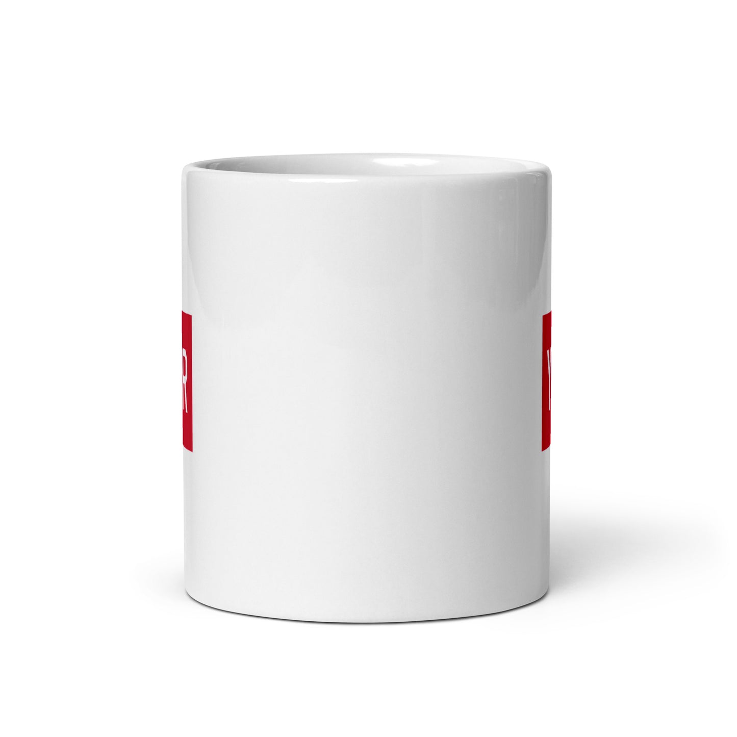 YQR Regina Coffee Mug • Air Force Lettering in Crimson Red • YHM Designs - Image 03
