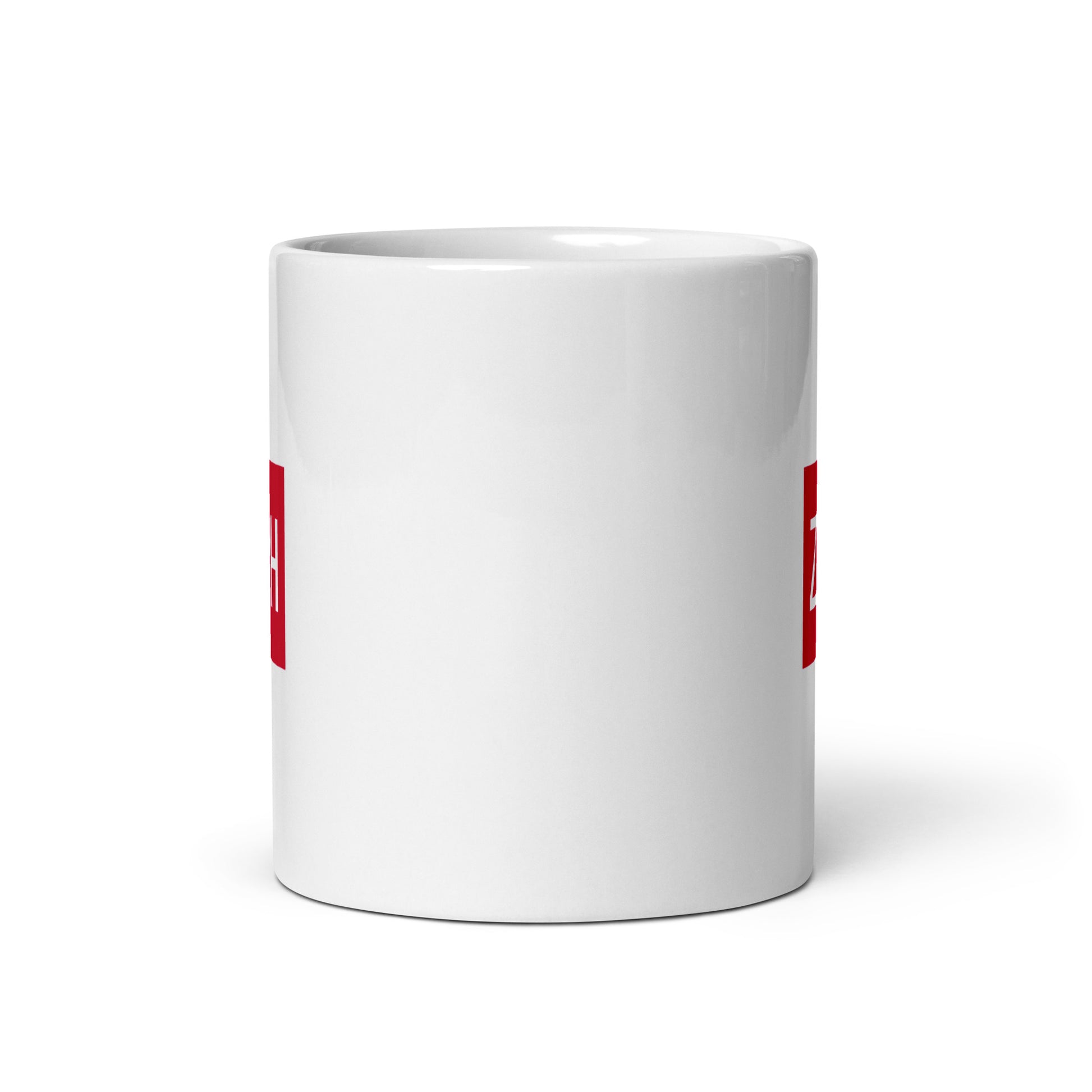 ZRH Zurich Coffee Mug • Air Force Lettering in Crimson Red • YHM Designs - Image 03