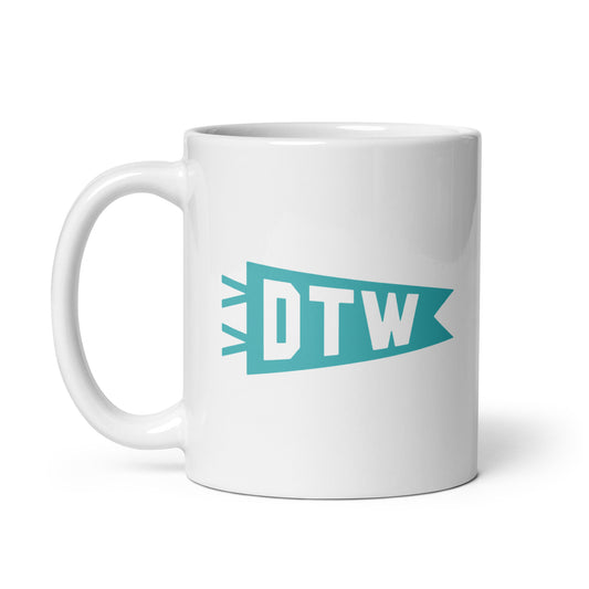 DTW Detroit Coffee Mug • Banner Design in Viking Blue • YHM Designs - Image 02