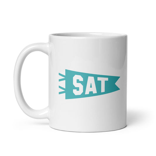 SAT San Antonio Coffee Mug • Banner Design in Viking Blue • YHM Designs - Image 02