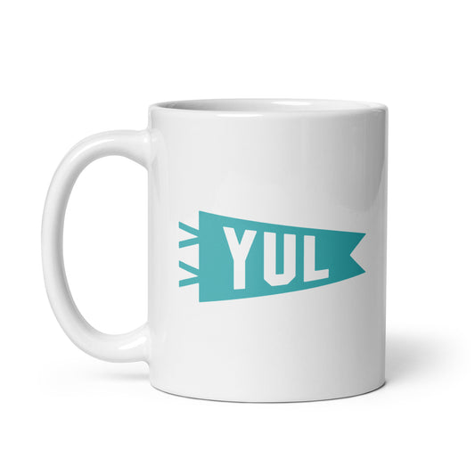 YUL Montreal Coffee Mug • Banner Design in Viking Blue • YHM Designs - Image 02