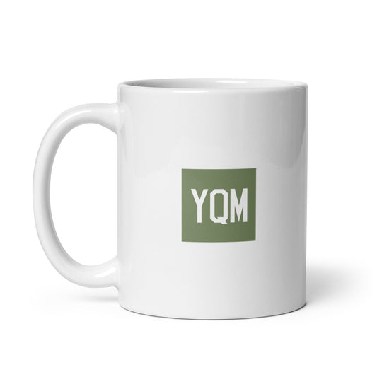 YQM Moncton Coffee Mug • Air Force Lettering in Camouflage Green • YHM Designs - Image 02
