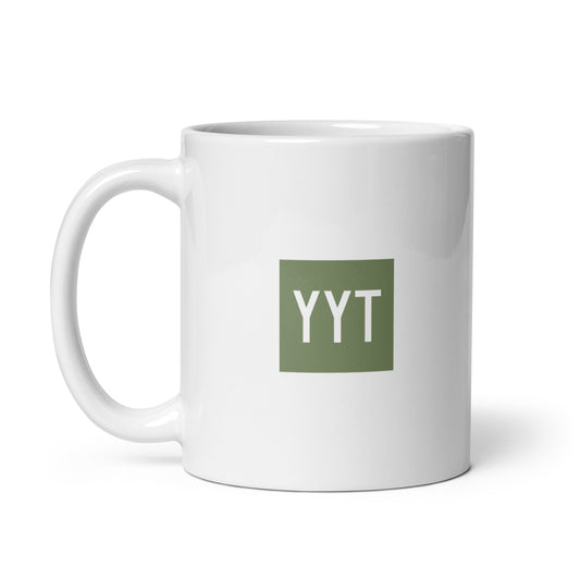 YYT St. John's Coffee Mug • Air Force Lettering in Camouflage Green • YHM Designs - Image 02