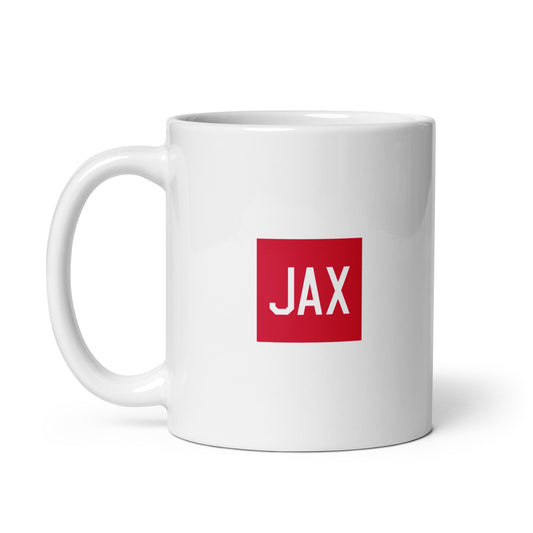 JAX Jacksonville Coffee Mug • Air Force Lettering in Crimson Red • YHM Designs - Image 02
