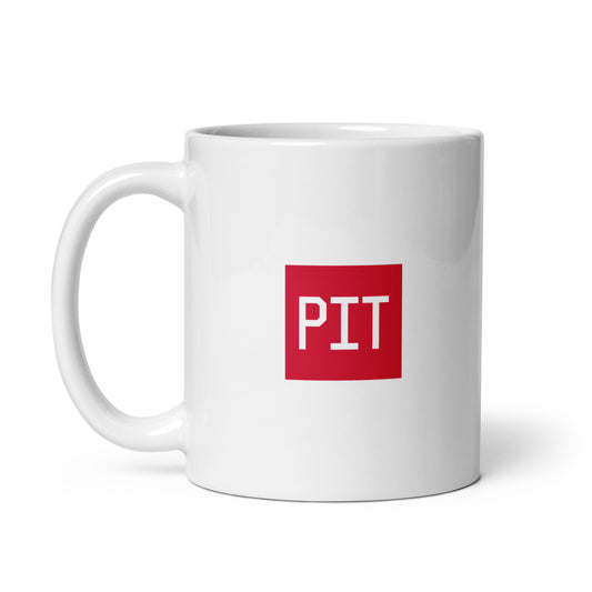 PIT Pittsburgh Coffee Mug • Air Force Lettering in Crimson Red • YHM Designs - Image 02
