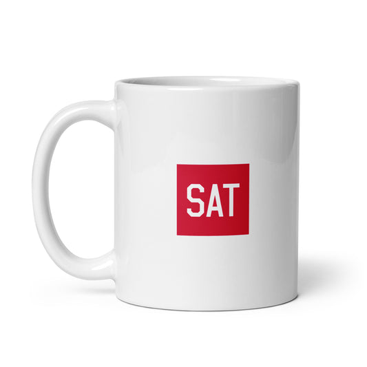 SAT San Antonio Coffee Mug • Air Force Lettering in Crimson Red • YHM Designs - Image 02