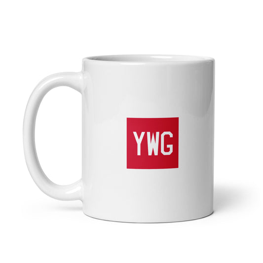 YWG Winnipeg Coffee Mug • Air Force Lettering in Crimson Red • YHM Designs - Image 02