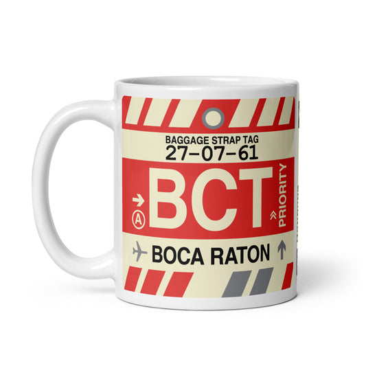 BCT Boca Raton Coffee Mug • Jet Age Baggage Tag Design • YHM Designs - Image 02