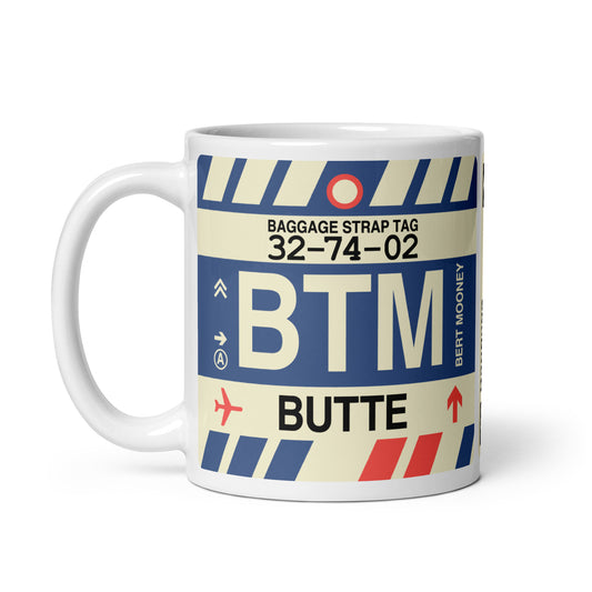 BTM Butte Coffee Mug • Jet Age Baggage Tag Design • YHM Designs - Image 02
