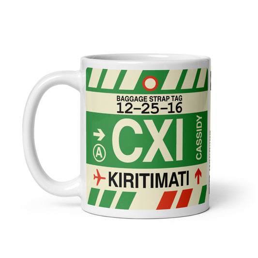 CXI Kiritimati Coffee Mug • Jet Age Baggage Tag Design • YHM Designs - Image 02