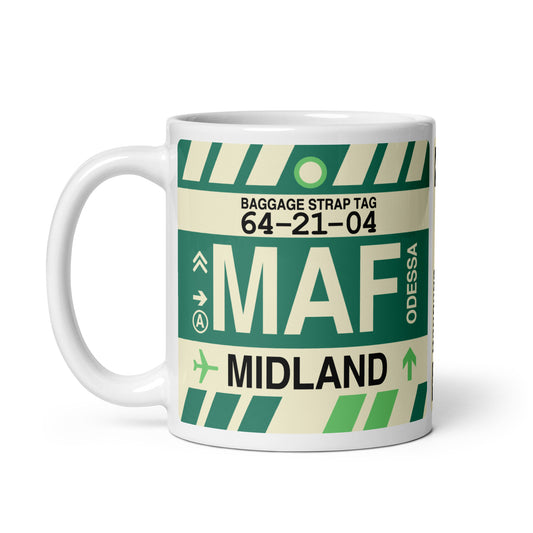 MAF Midland-Odessa Coffee Mug • Jet Age Baggage Tag Design • YHM Designs - Image 02