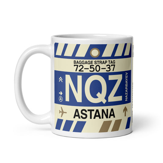 NQZ Astana Coffee Mug • Jet Age Baggage Tag Design • YHM Designs - Image 02