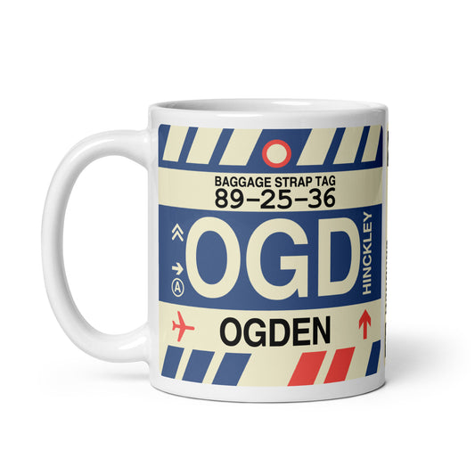 OGD Ogden Coffee Mug • Jet Age Baggage Tag Design • YHM Designs - Image 02