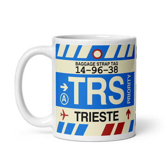 TRS Trieste Coffee Mug • Jet Age Baggage Tag Design • YHM Designs - Image 02
