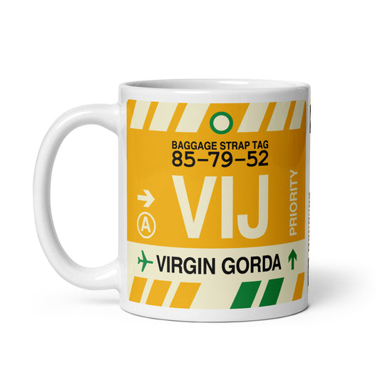 VIJ Virgin Gorda Coffee Mug • Jet Age Baggage Tag Design • YHM Designs - Image 02