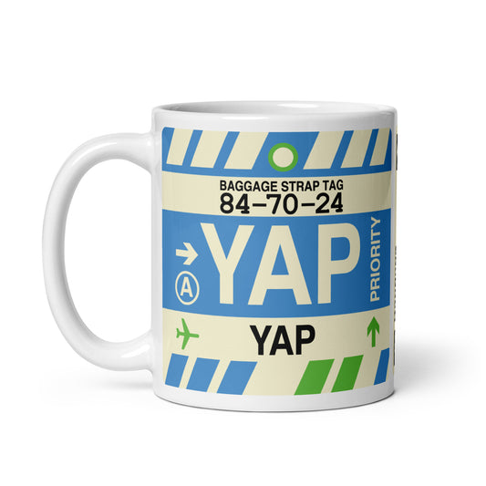 YAP Yap Coffee Mug • Jet Age Baggage Tag Design • YHM Designs - Image 02