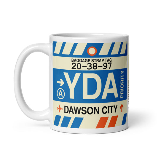 YDA Dawson City Coffee Mug • Jet Age Baggage Tag Design • YHM Designs - Image 02