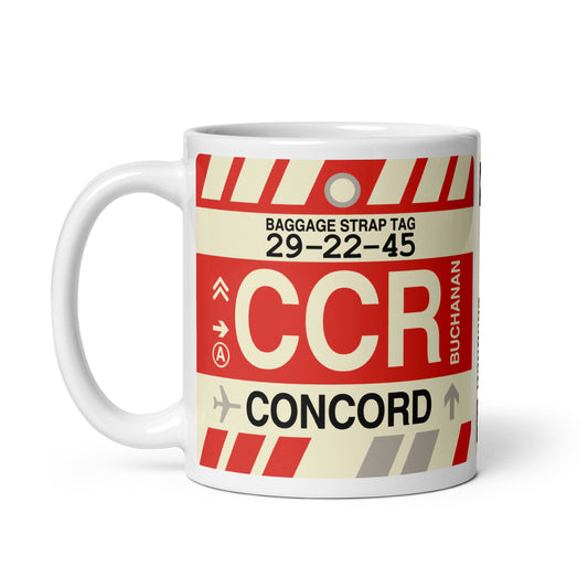 CCR Concord Coffee Mug • Jet Age Baggage Tag Design • YHM Designs - Image 02
