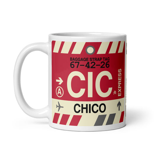 CIC Chico Coffee Mug • Jet Age Baggage Tag Design • YHM Designs - Image 02